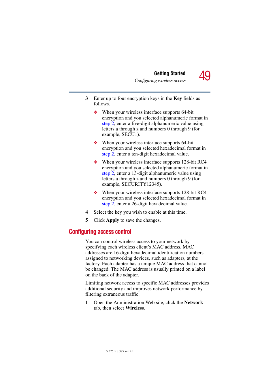 Configuring access control | Toshiba Magnia SG30 User Manual | Page 47 / 296