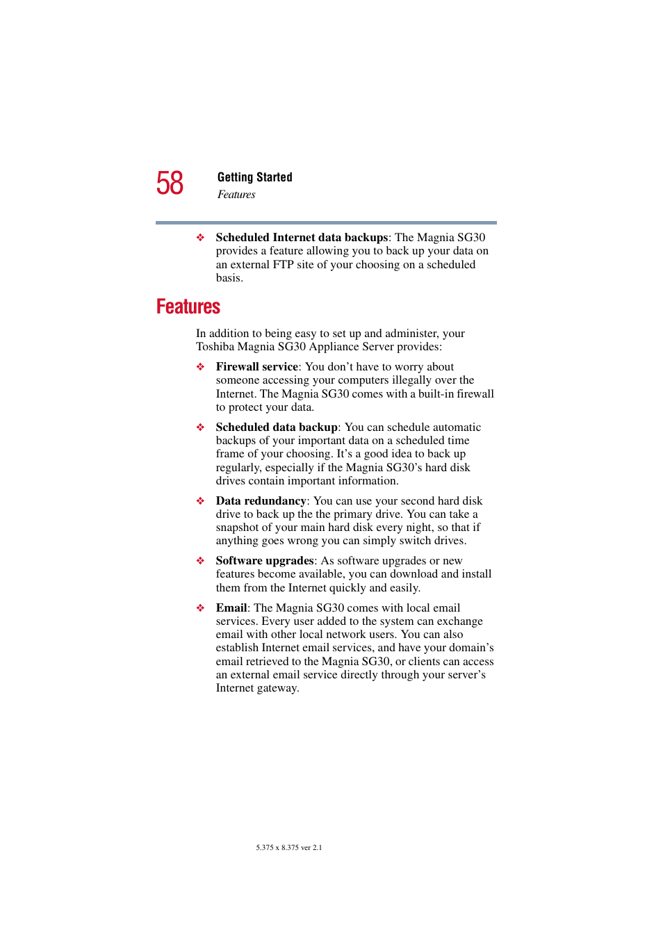 Features | Toshiba Magnia SG30 User Manual | Page 56 / 296