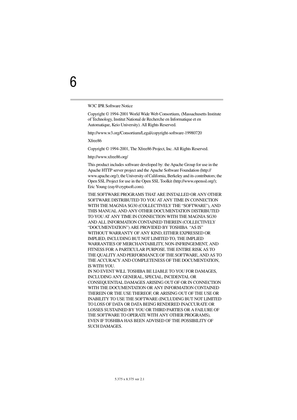 Toshiba Magnia SG30 User Manual | Page 6 / 296