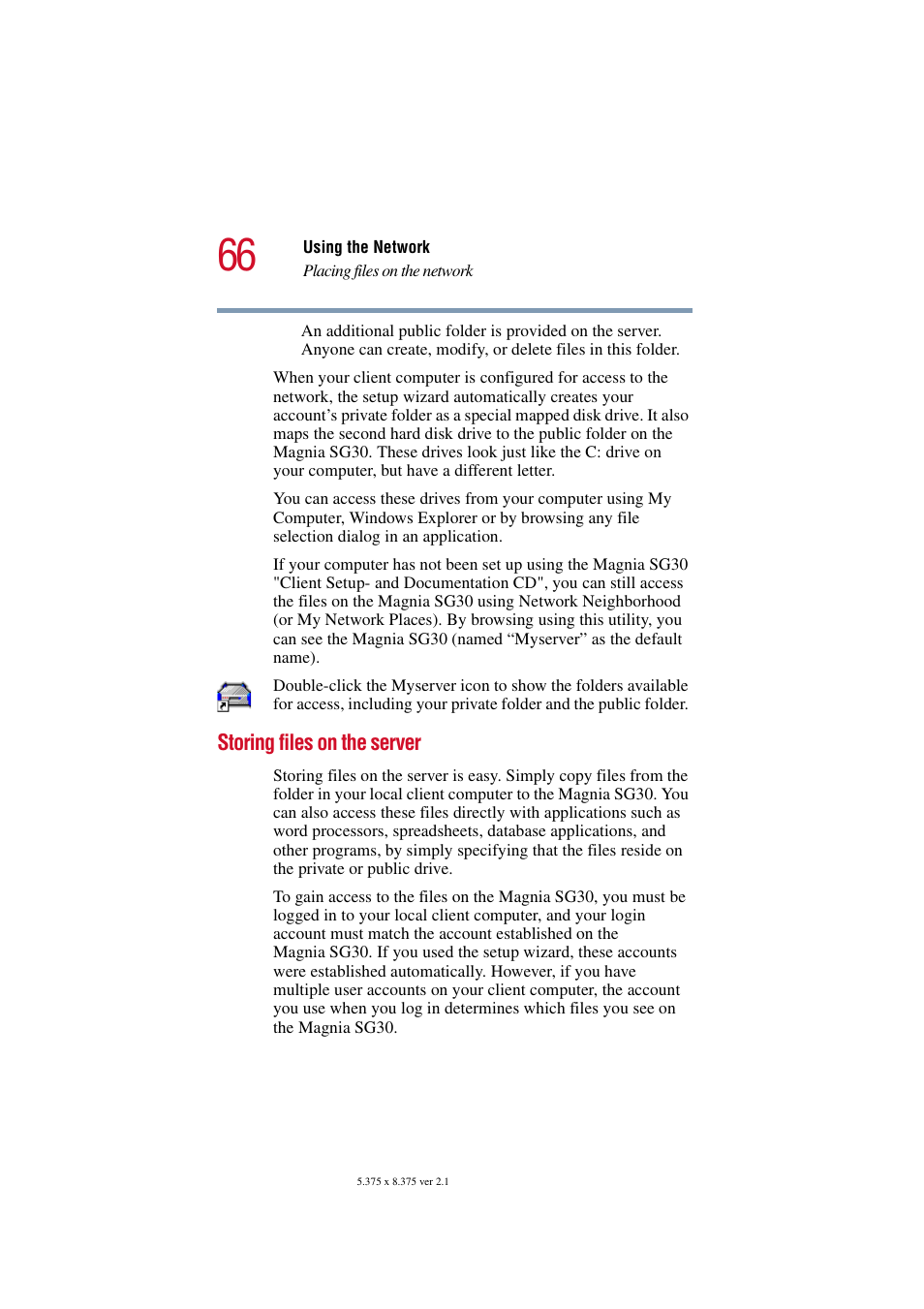 Storing files on the server | Toshiba Magnia SG30 User Manual | Page 63 / 296