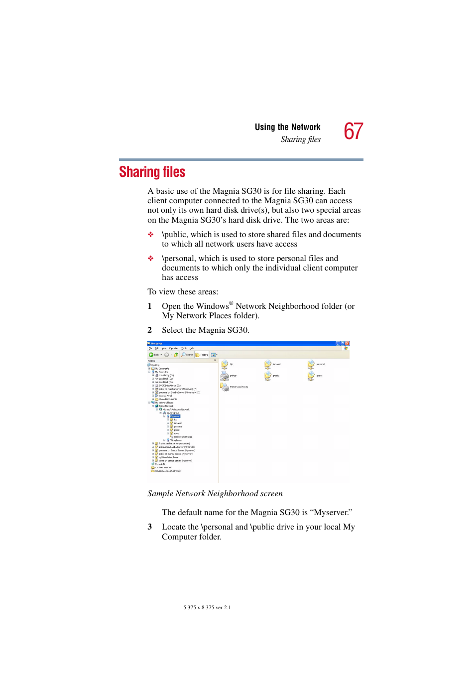 Sharing files | Toshiba Magnia SG30 User Manual | Page 64 / 296