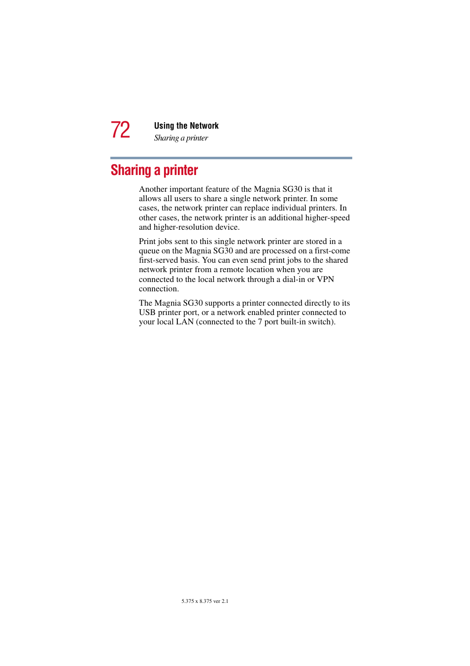Sharing a printer | Toshiba Magnia SG30 User Manual | Page 69 / 296