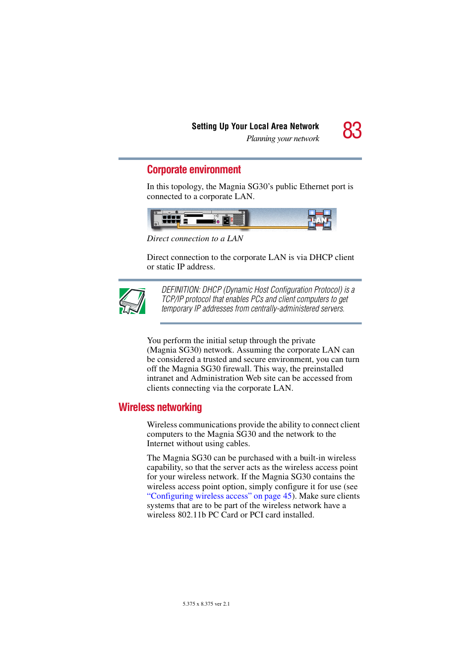 Wireless networking | Toshiba Magnia SG30 User Manual | Page 79 / 296