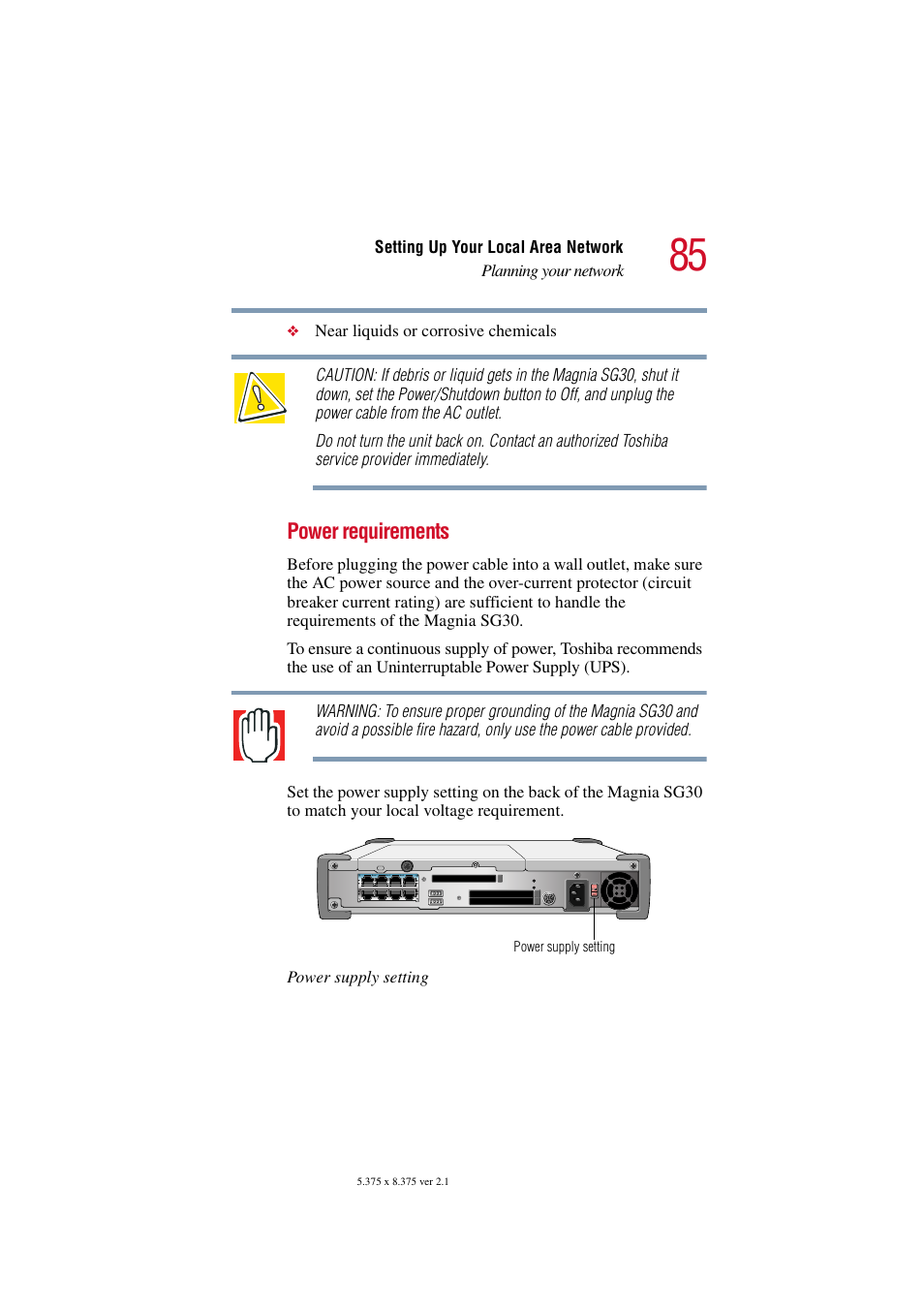 Power requirements | Toshiba Magnia SG30 User Manual | Page 81 / 296