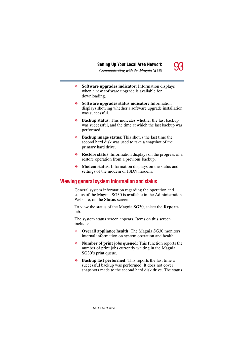 Viewing general system information and status | Toshiba Magnia SG30 User Manual | Page 89 / 296