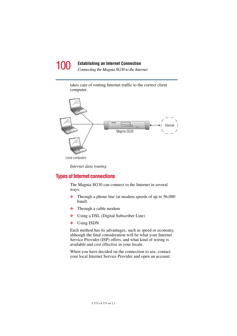Types of internet connections | Toshiba Magnia SG30 User Manual | Page 95 / 296