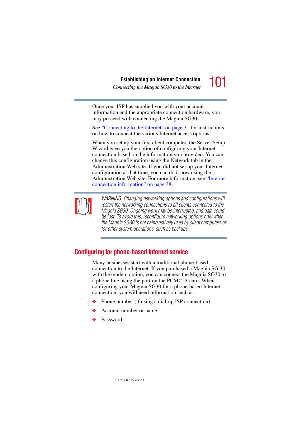 Configuring for phone-based internet service | Toshiba Magnia SG30 User Manual | Page 96 / 296