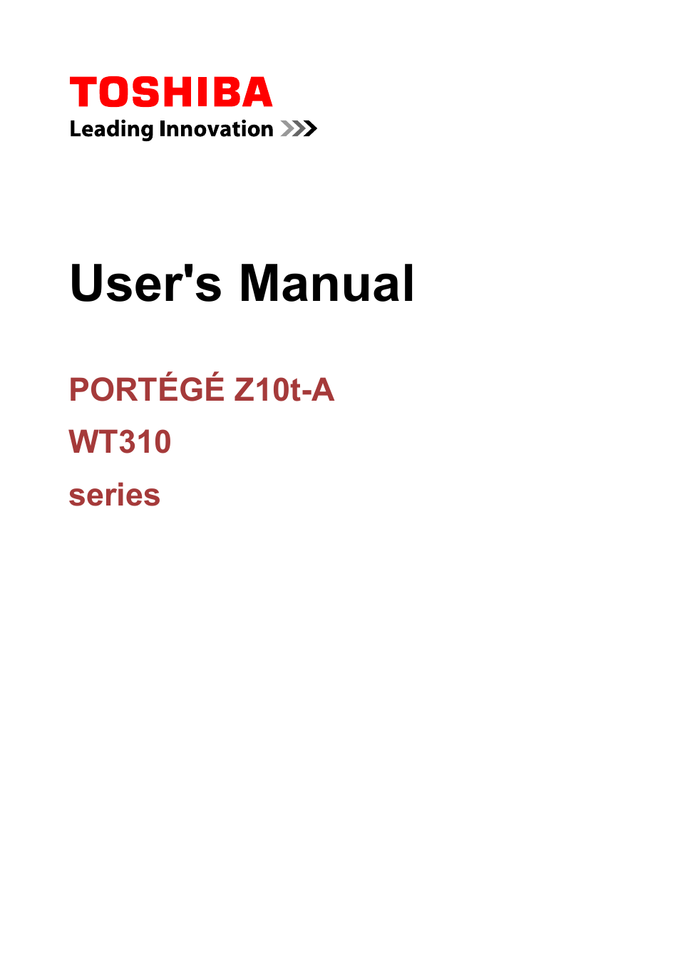 Toshiba WT310 User Manual | 131 pages