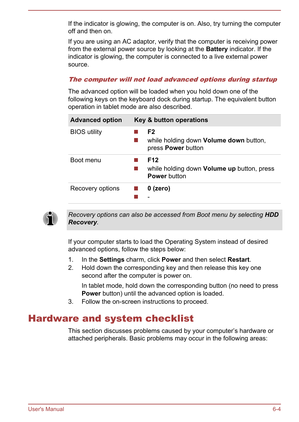 Hardware and system checklist, Hardware and system checklist -4 | Toshiba WT310 User Manual | Page 101 / 131