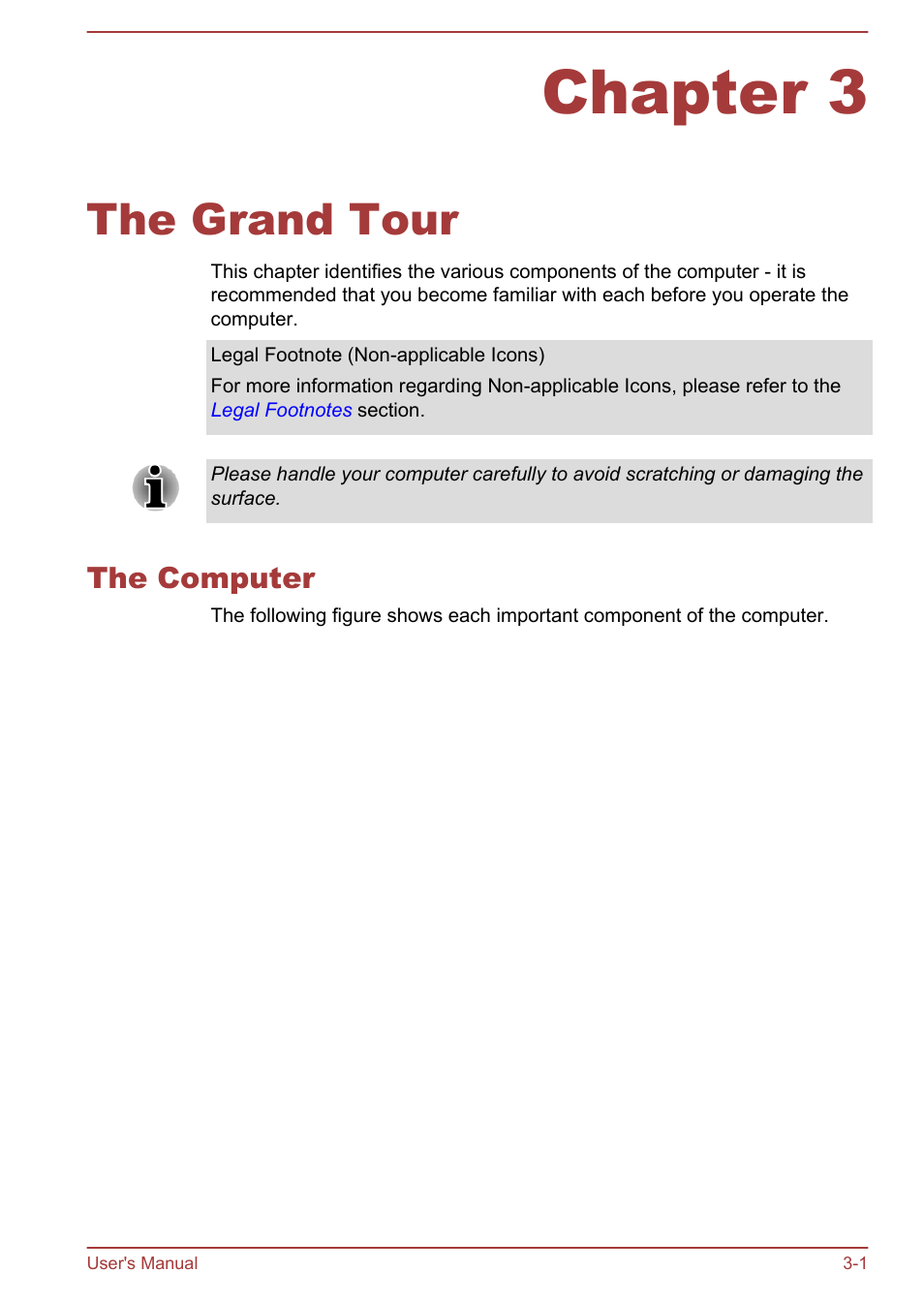 Chapter 3 the grand tour, The computer, Chapter 3 | The grand tour, The computer -1 | Toshiba WT310 User Manual | Page 34 / 131