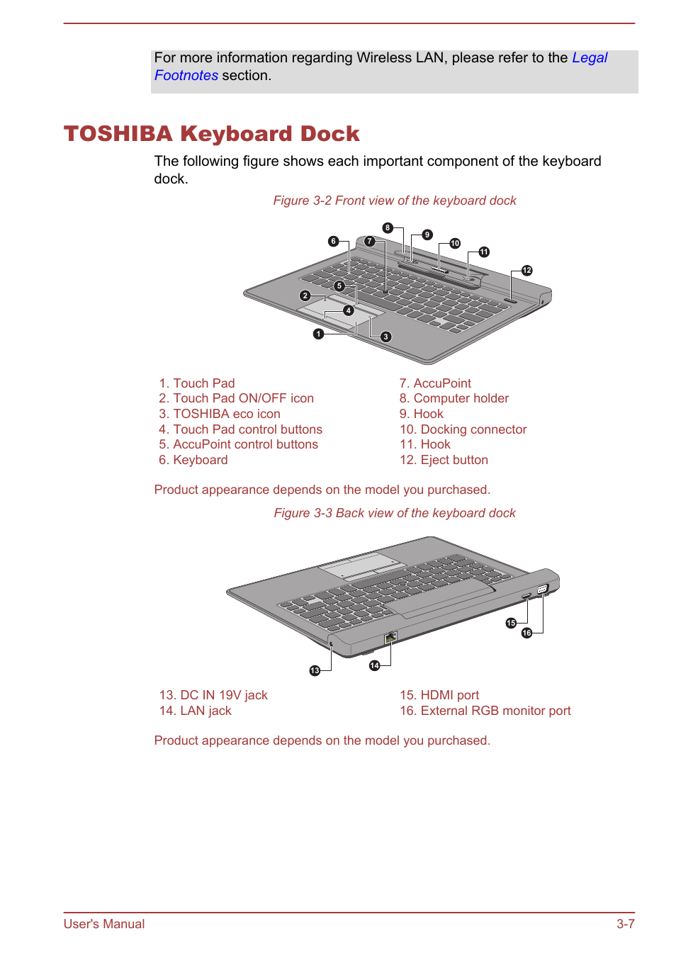 Toshiba keyboard dock, Toshiba keyboard dock -7 | Toshiba WT310 User Manual | Page 40 / 131