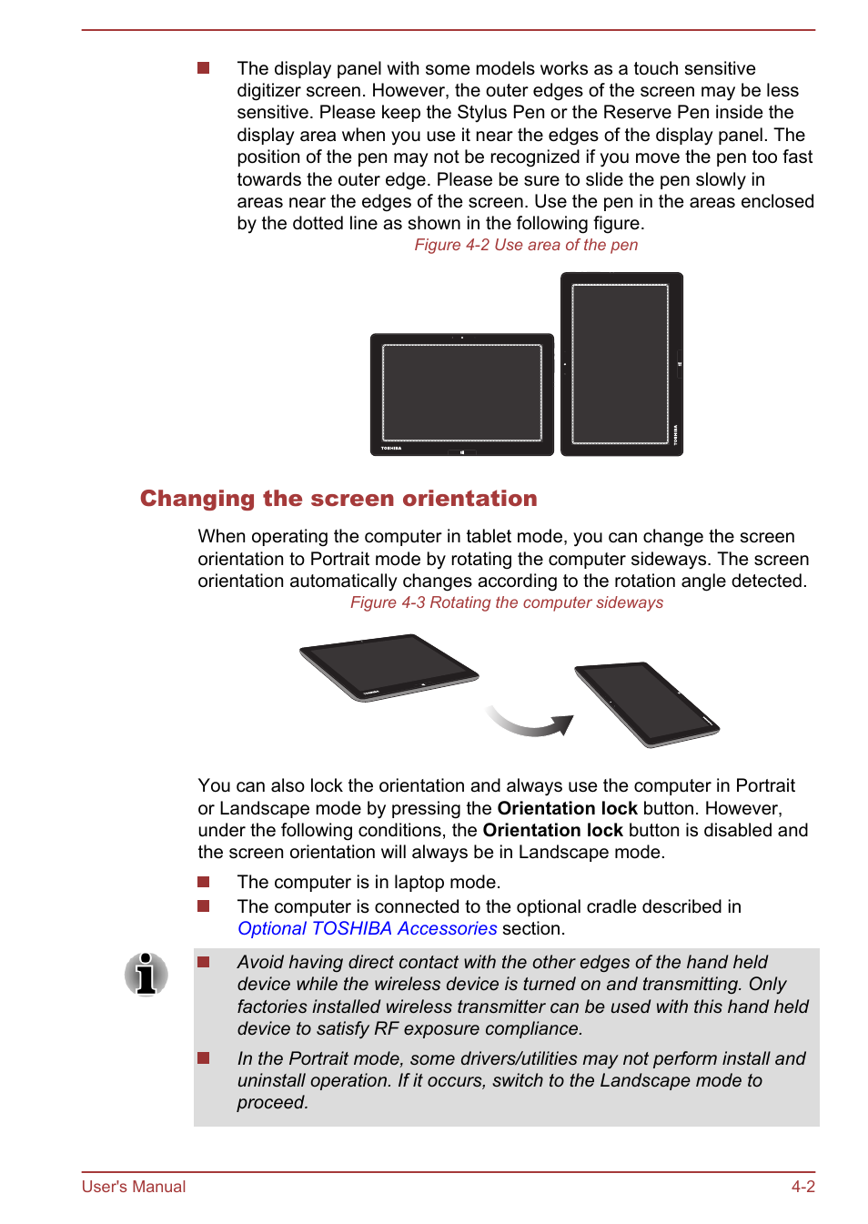 Changing the screen orientation | Toshiba WT310 User Manual | Page 51 / 131