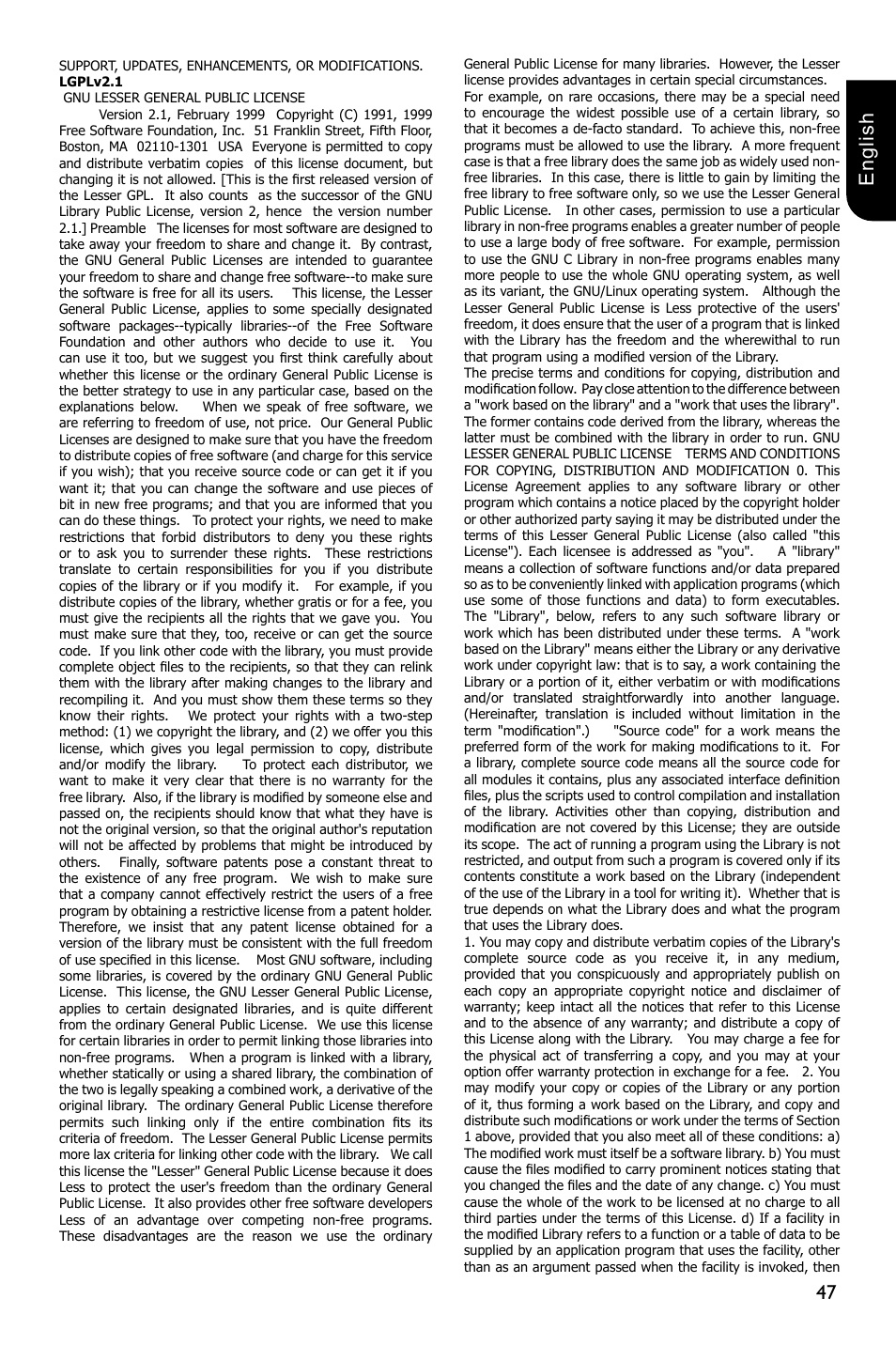 47 english | Toshiba BDX2250 User Manual | Page 47 / 56