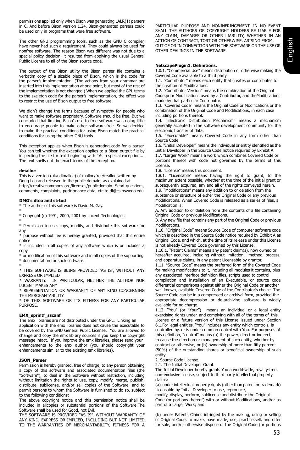 53 english | Toshiba BDX2250 User Manual | Page 53 / 56