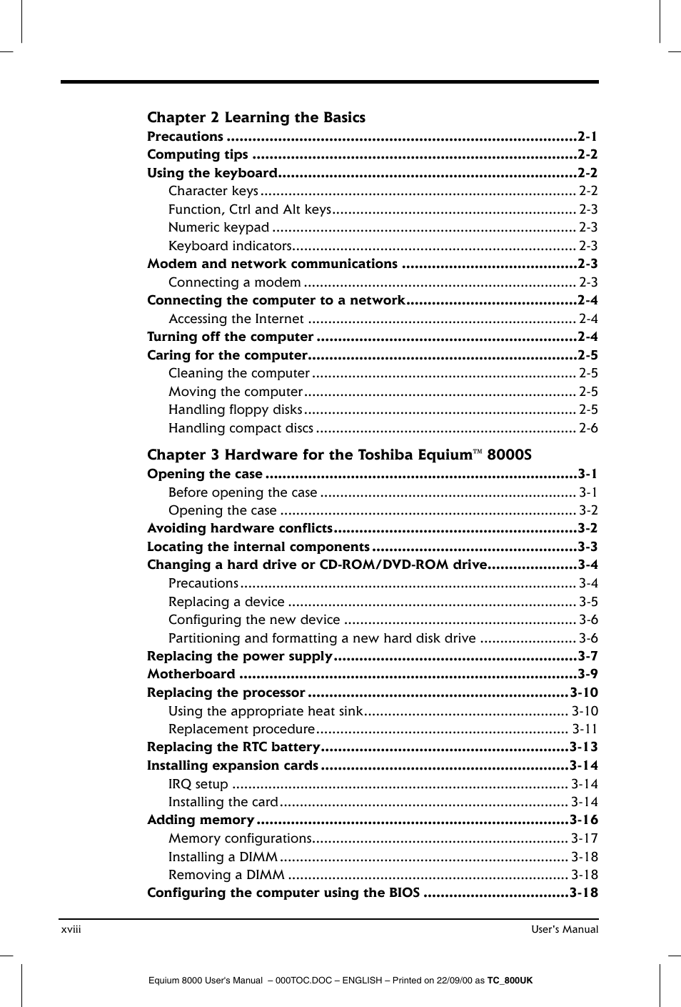 Toshiba Equium 8000 S-D User Manual | Page 18 / 80