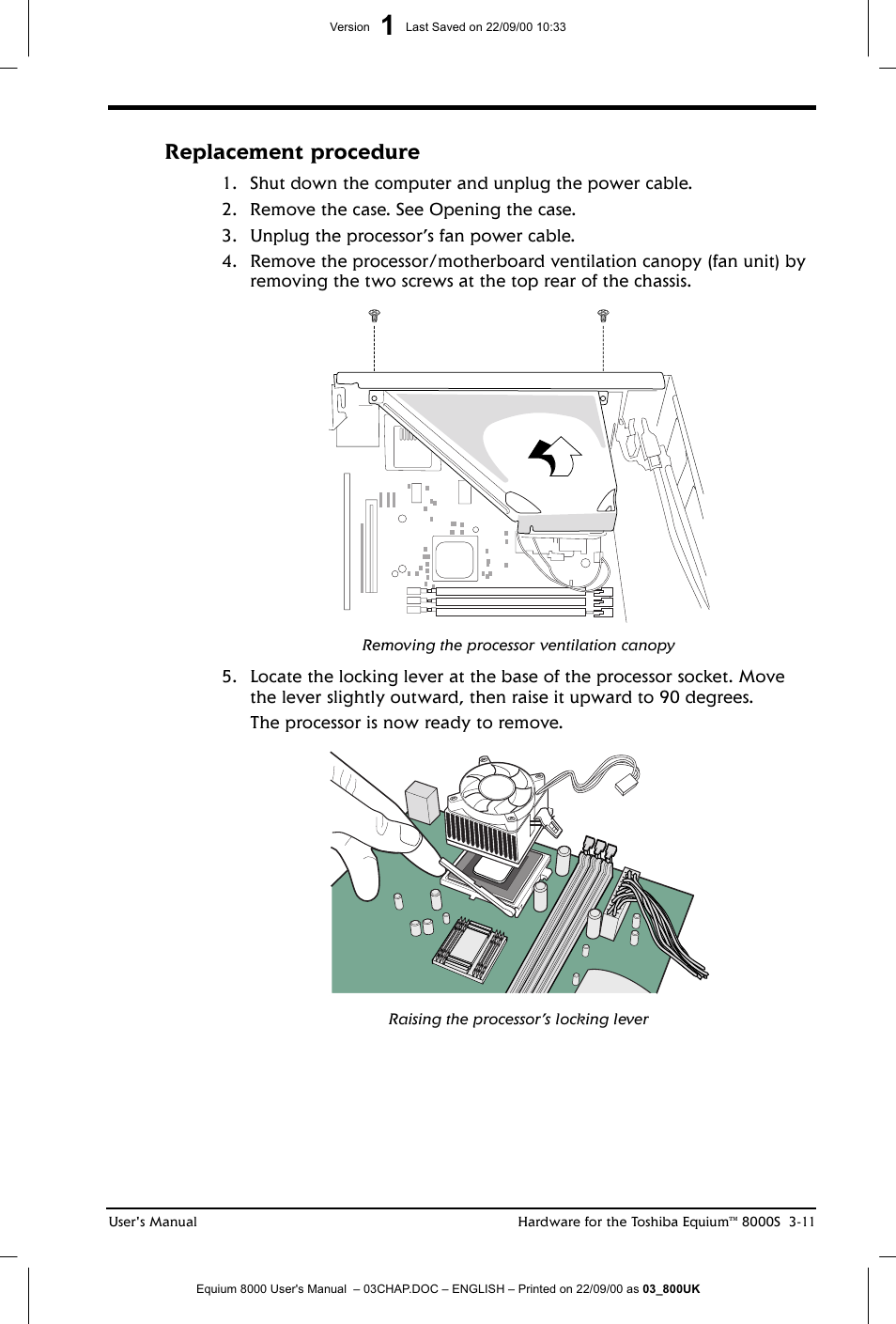 Replacement procedure | Toshiba Equium 8000 S-D User Manual | Page 52 / 80