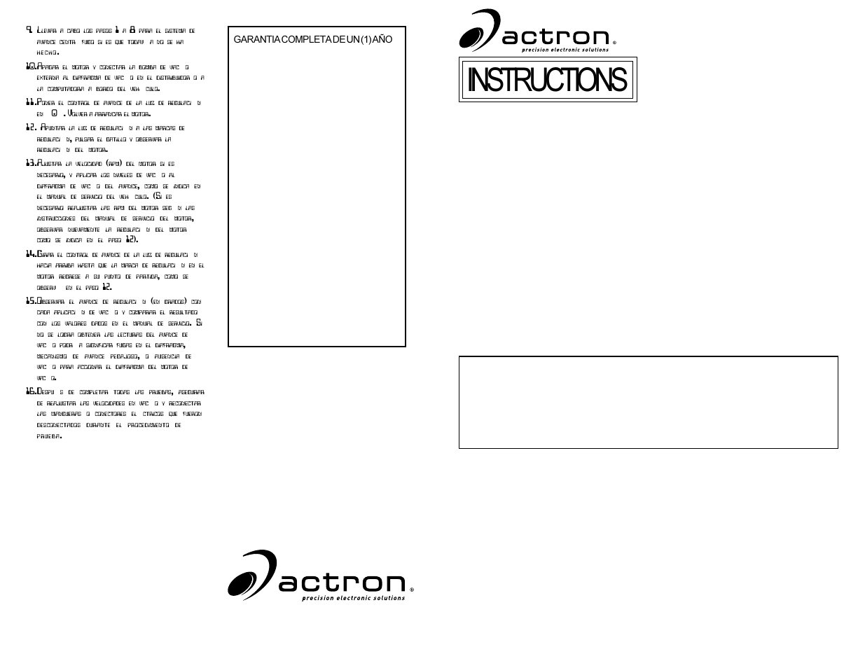 Actron HQ444 User Manual | 8 pages