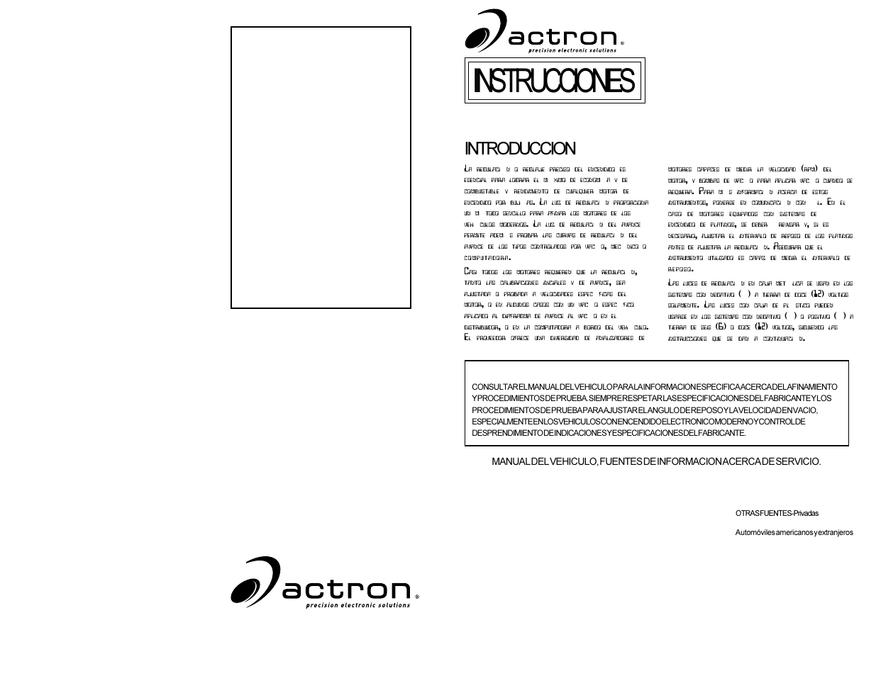 Instrucciones, Introduccion | Actron HQ444 User Manual | Page 5 / 8