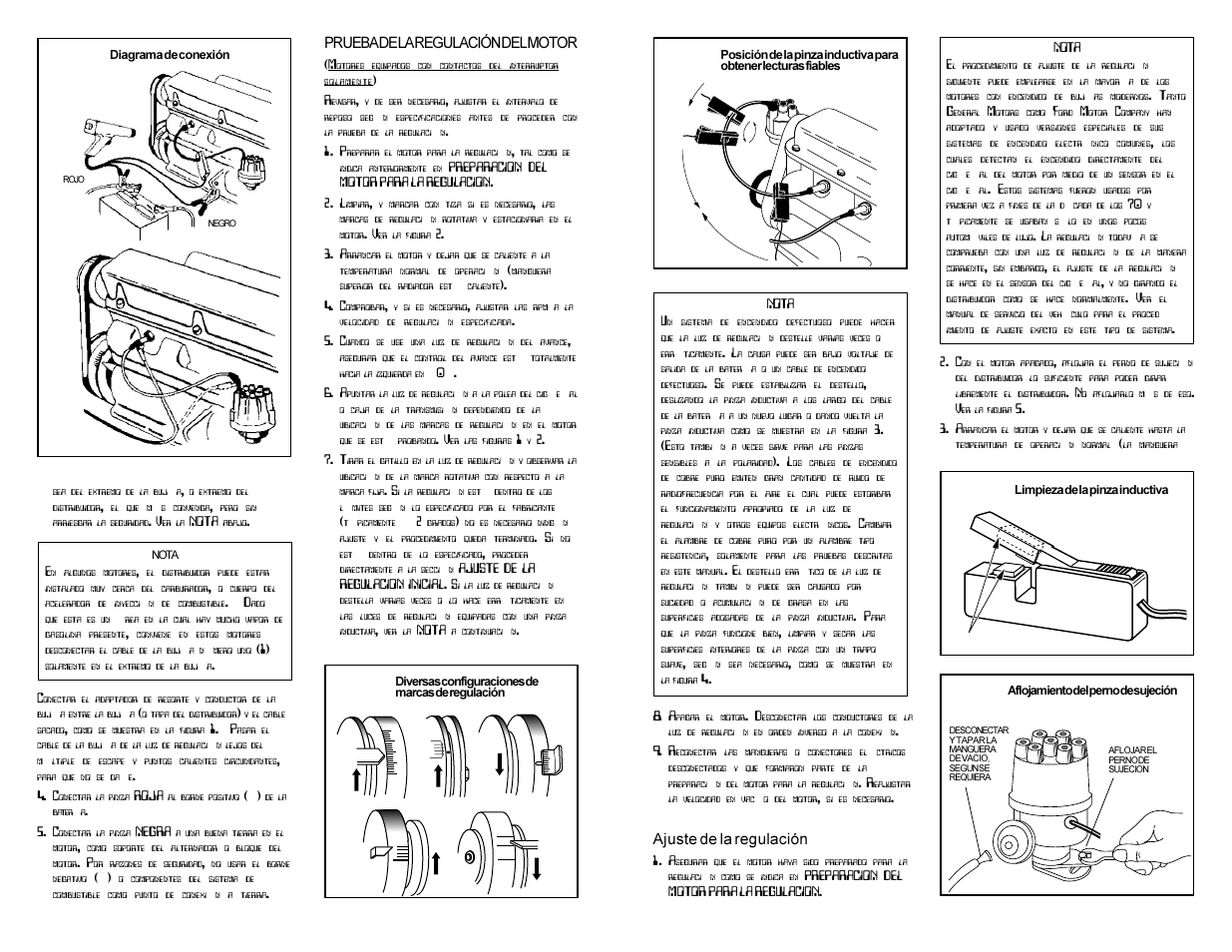 Fig. 1 - fig. 3 - fig. 4 - fig. 5, Prueba de la regulación del motor, Fig. 2 | Ajuste de la regulación | Actron HQ444 User Manual | Page 7 / 8