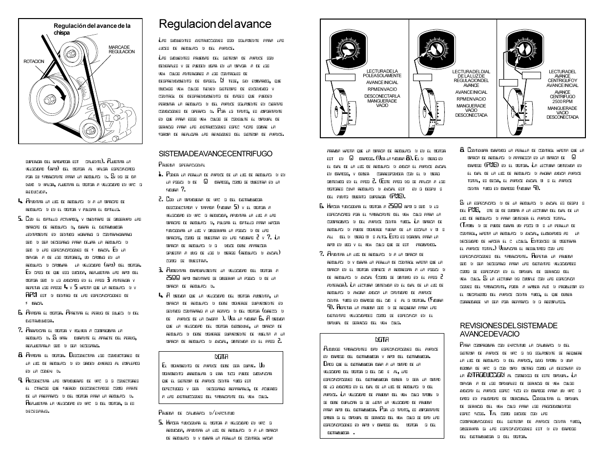 Regulacion del avance, Fig. 6 - fig. 8 fig. 7 fig. 9, Sistema de avance centrifugo | Revisiones del sistema de avance de vacio | Actron HQ444 User Manual | Page 8 / 8