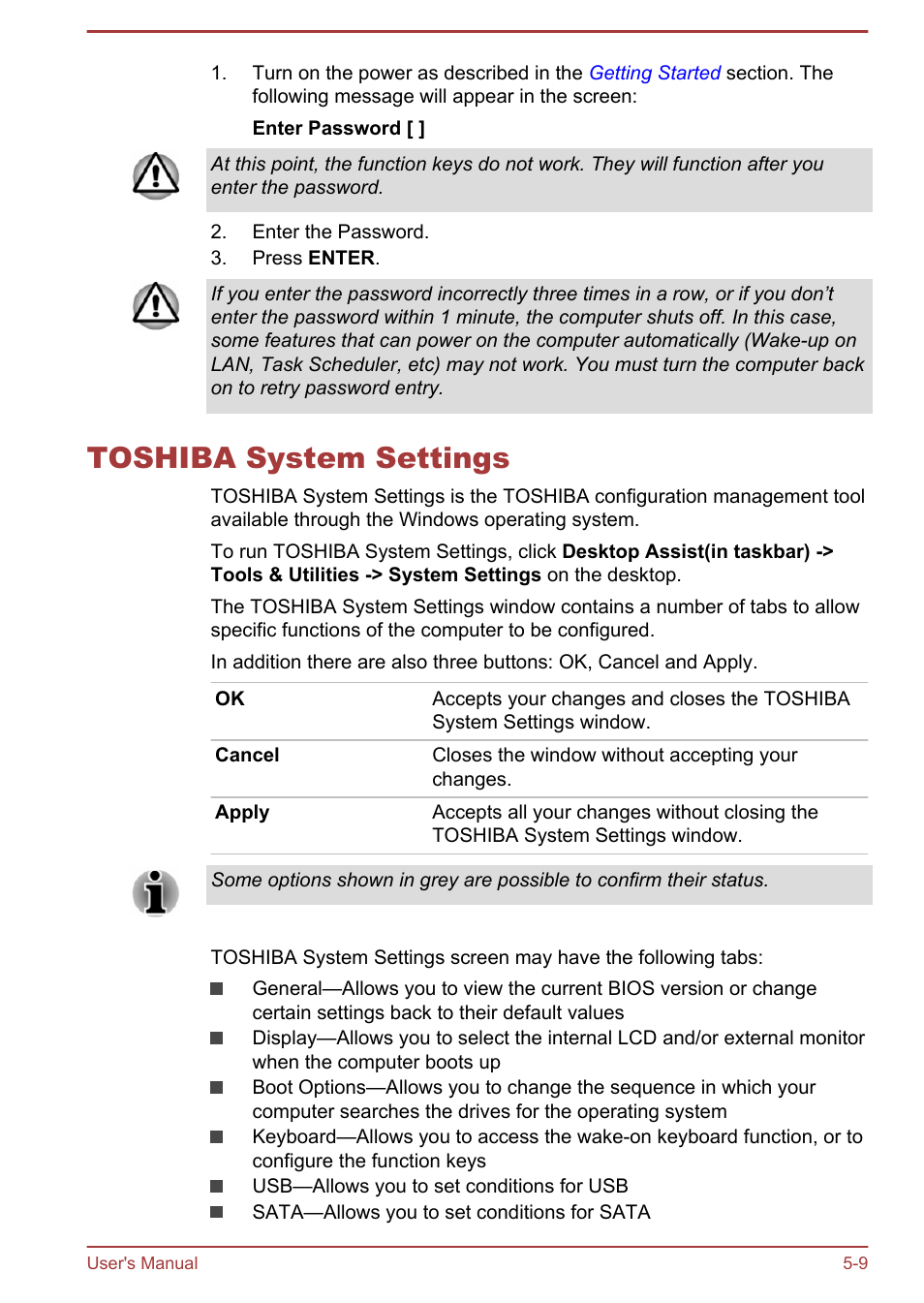 Toshiba system settings, Toshiba system settings -9 | Toshiba Satellite C50T-B User Manual | Page 84 / 124