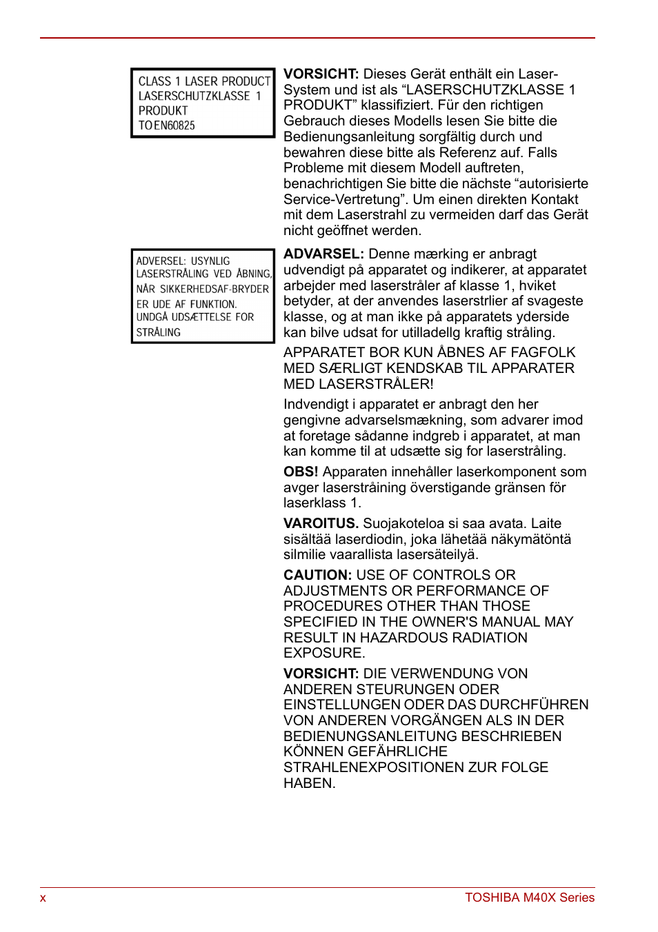 Toshiba Equium M40X User Manual | Page 10 / 170