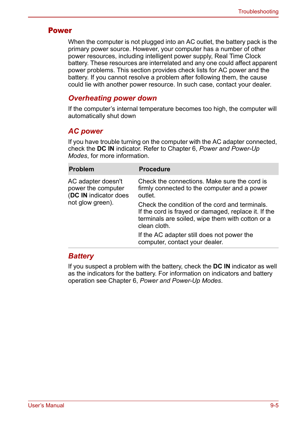 Power | Toshiba Equium M40X User Manual | Page 141 / 170