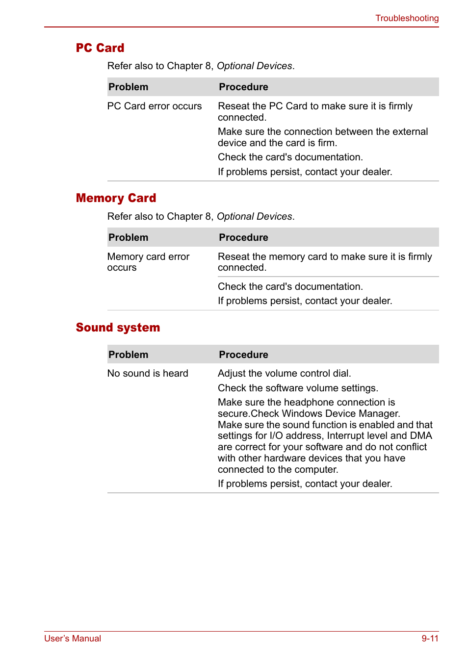 Pc card, Memory card, Sound system | Toshiba Equium M40X User Manual | Page 147 / 170