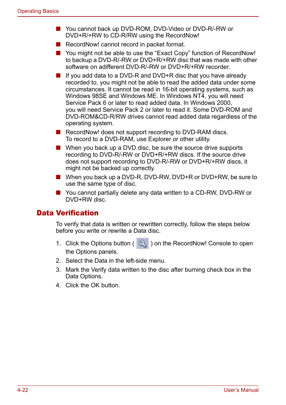 Data verification | Toshiba Equium M40X User Manual | Page 90 / 170