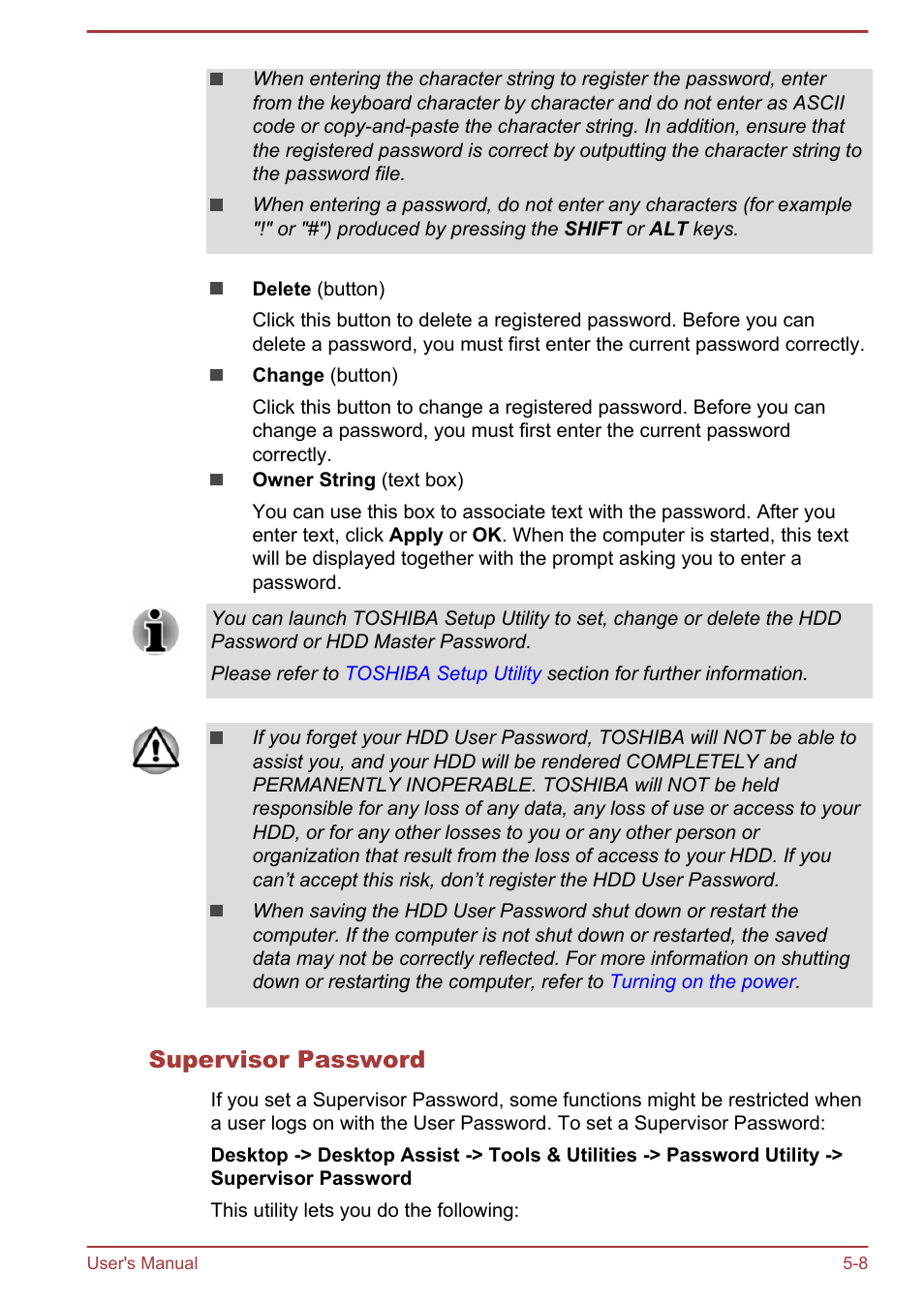 Supervisor password | Toshiba Satellite Pro A50-A User Manual | Page 118 / 169