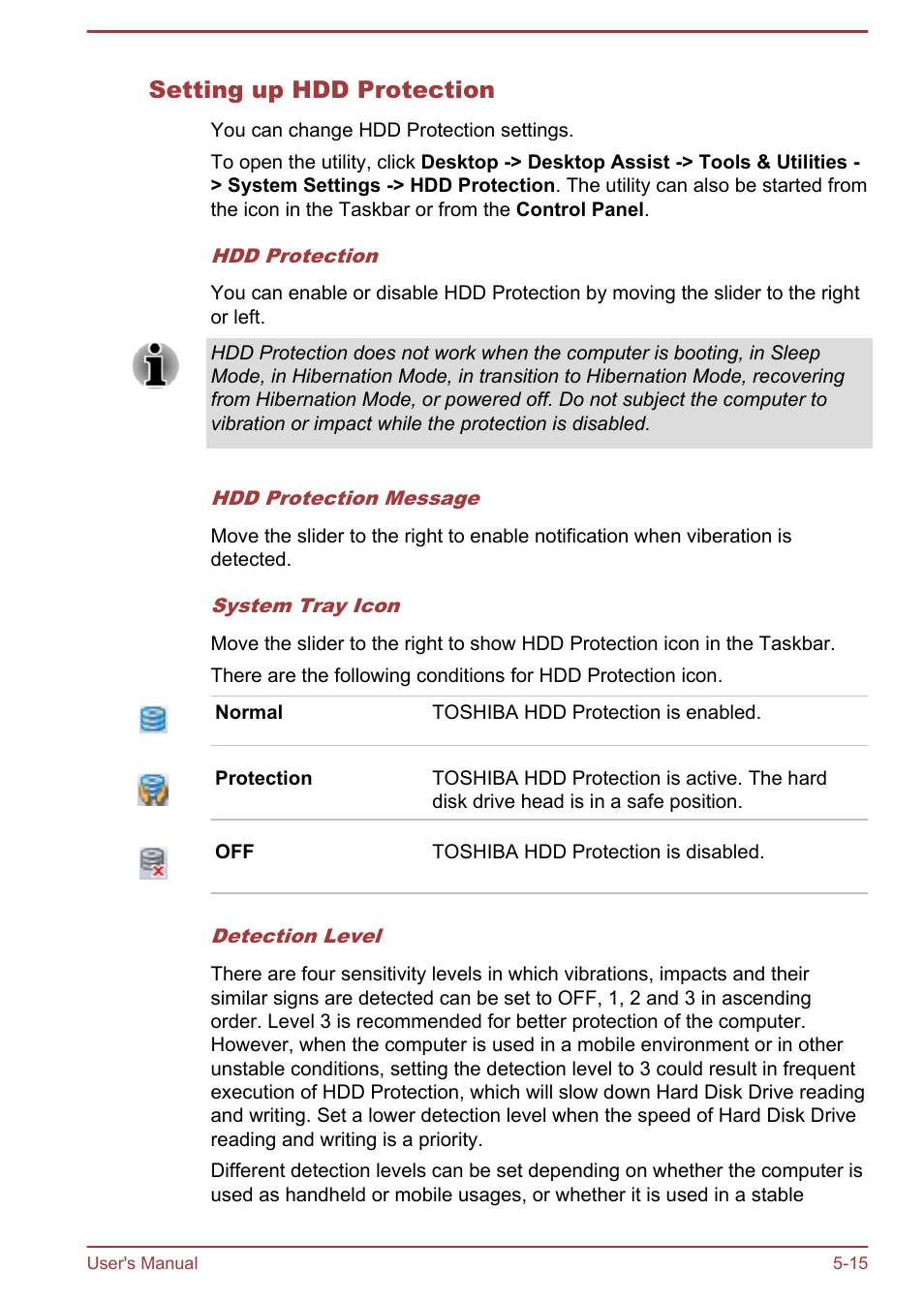 Setting up hdd protection | Toshiba Satellite Pro A50-A User Manual | Page 125 / 169