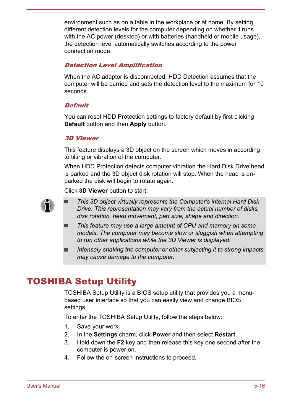 Toshiba setup utility, Toshiba setup utility -16 | Toshiba Satellite Pro A50-A User Manual | Page 126 / 169