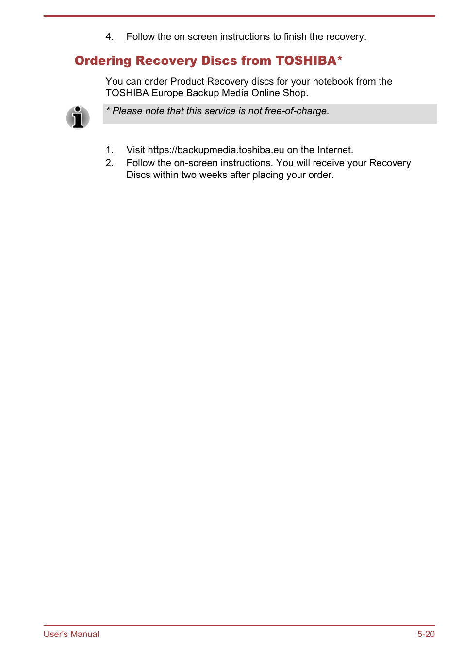 Ordering recovery discs from toshiba | Toshiba Satellite Pro A50-A User Manual | Page 130 / 169