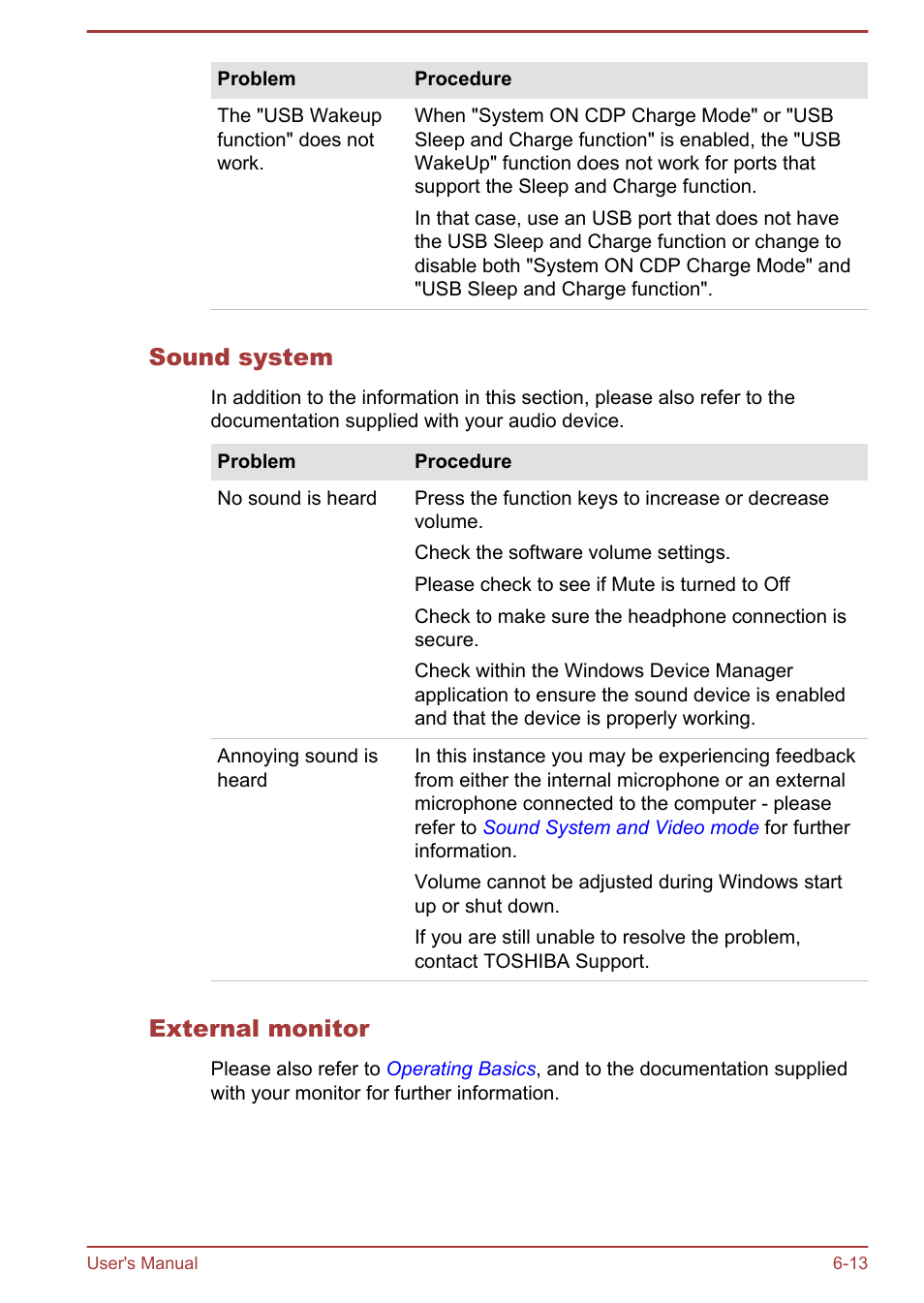 Sound system, External monitor | Toshiba Satellite Pro A50-A User Manual | Page 143 / 169