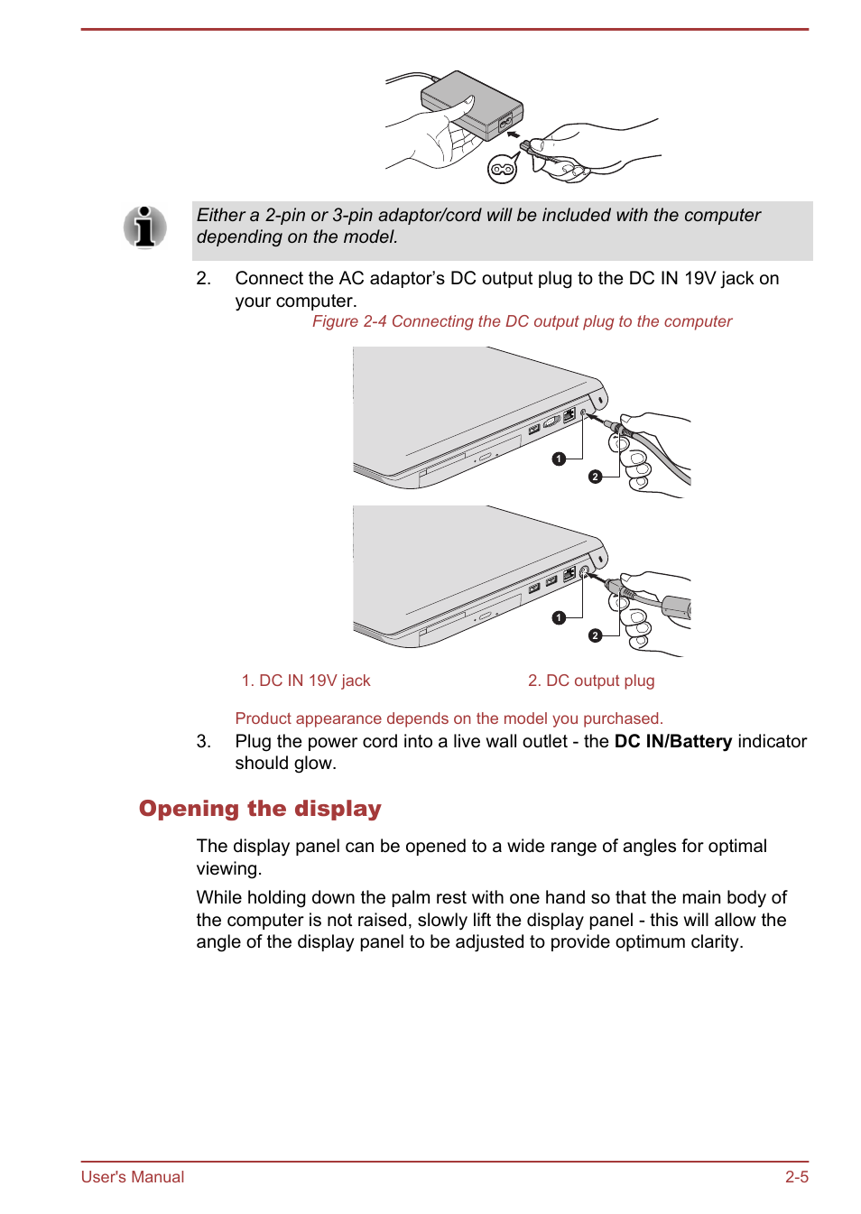 Opening the display | Toshiba Satellite Pro A50-A User Manual | Page 27 / 169