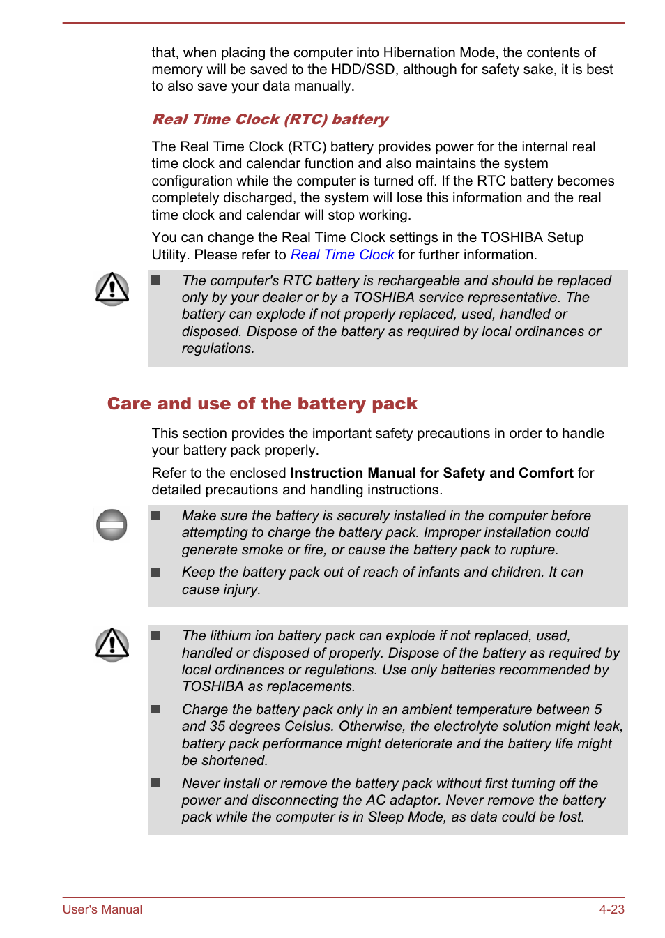 Care and use of the battery pack | Toshiba Satellite Pro A50-A User Manual | Page 76 / 169