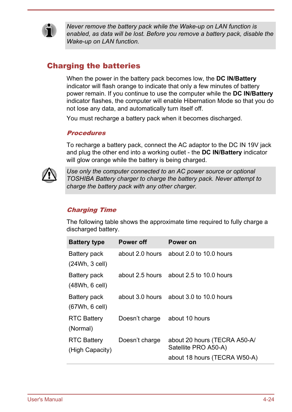 Charging the batteries | Toshiba Satellite Pro A50-A User Manual | Page 77 / 169