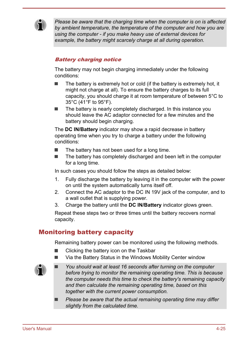 Monitoring battery capacity | Toshiba Satellite Pro A50-A User Manual | Page 78 / 169