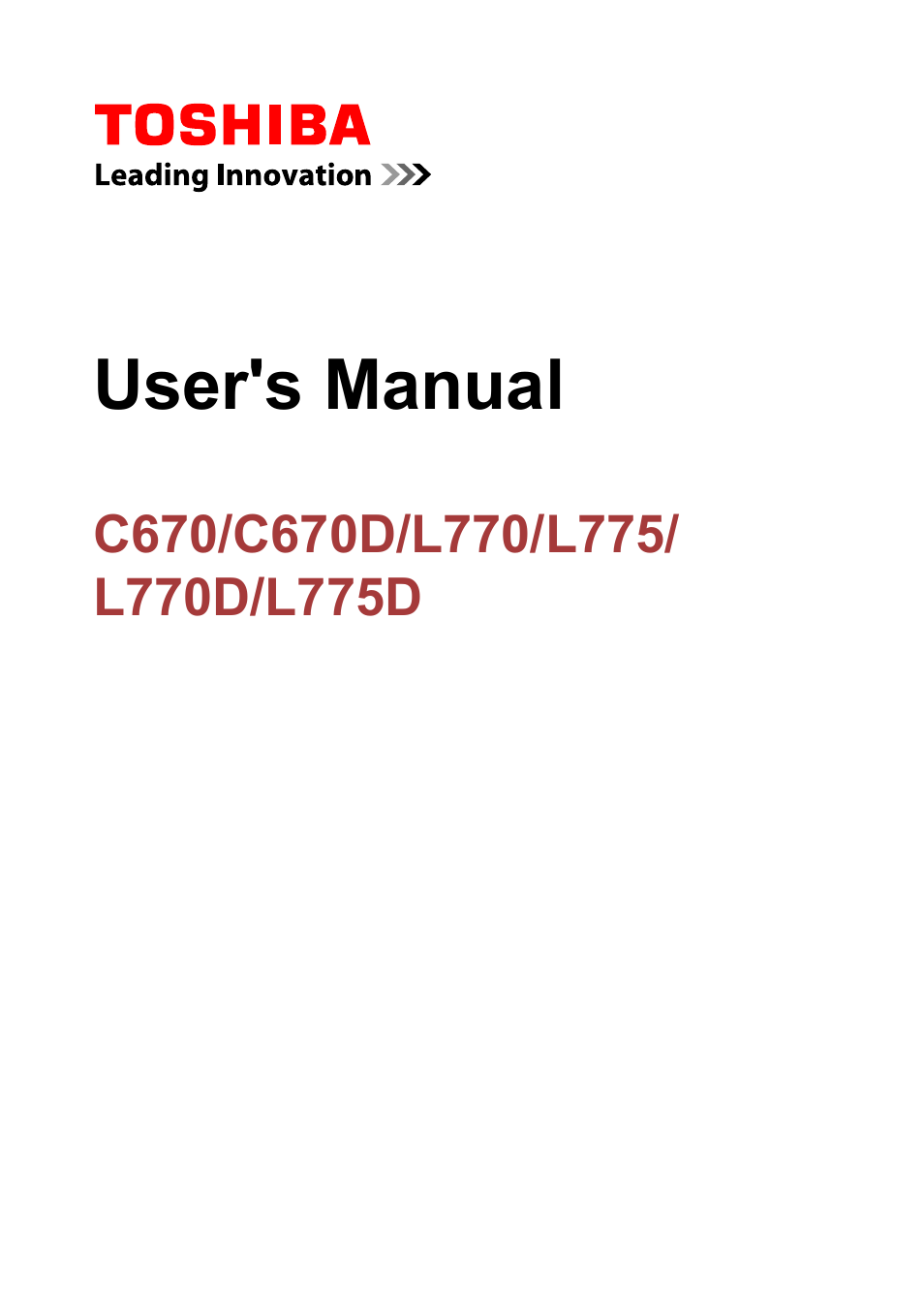 Toshiba Satellite L775 User Manual | 165 pages