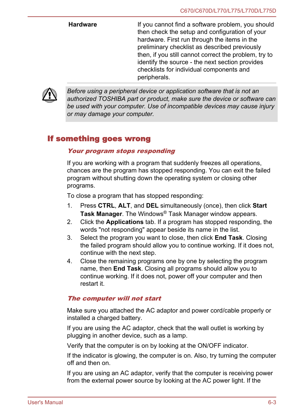 If something goes wrong | Toshiba Satellite L775 User Manual | Page 128 / 165