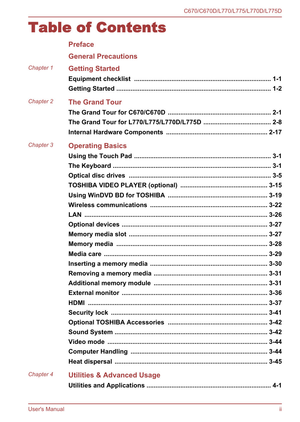 Toshiba Satellite L775 User Manual | Page 2 / 165