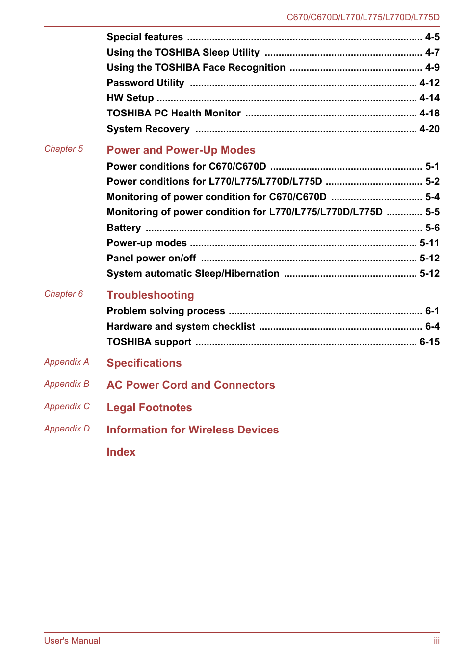 Toshiba Satellite L775 User Manual | Page 3 / 165