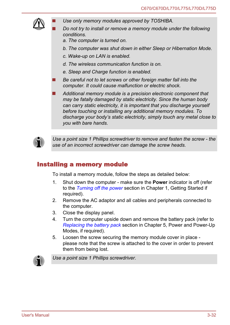 Installing a memory module | Toshiba Satellite L775 User Manual | Page 76 / 165