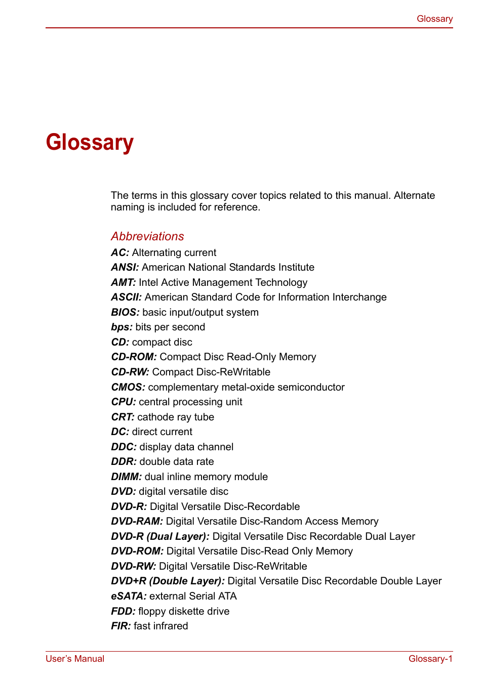 Glossary | Toshiba Libretto W100 User Manual | Page 113 / 117