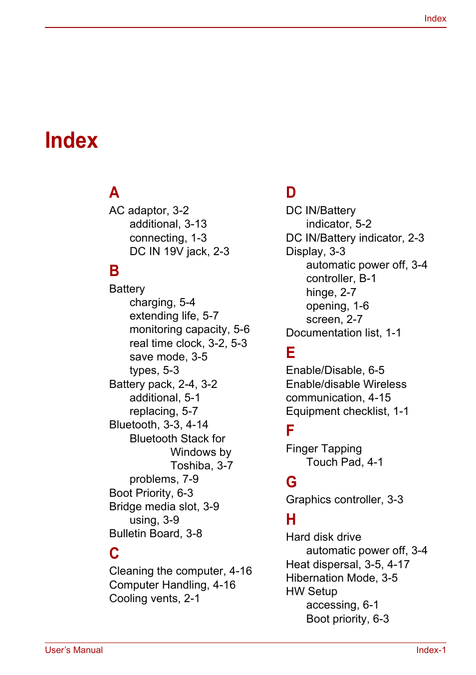 Index | Toshiba Libretto W100 User Manual | Page 115 / 117