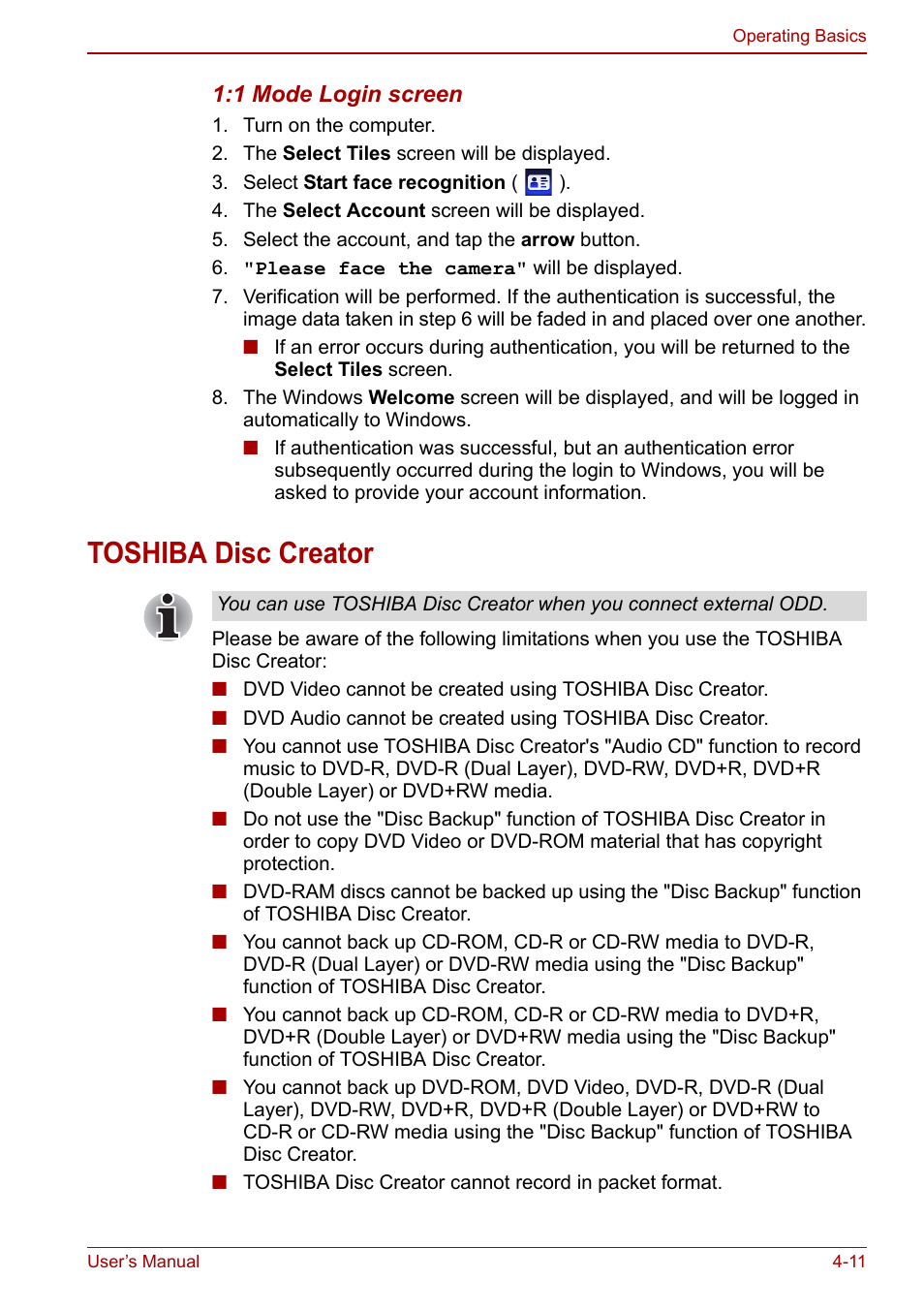 Toshiba disc creator | Toshiba Libretto W100 User Manual | Page 59 / 117