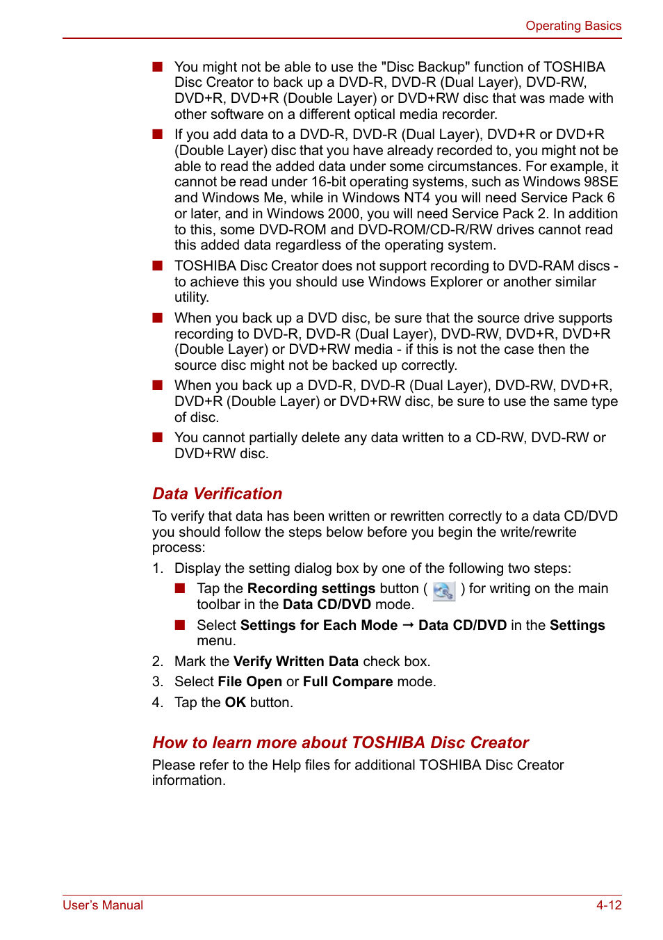 Toshiba Libretto W100 User Manual | Page 60 / 117