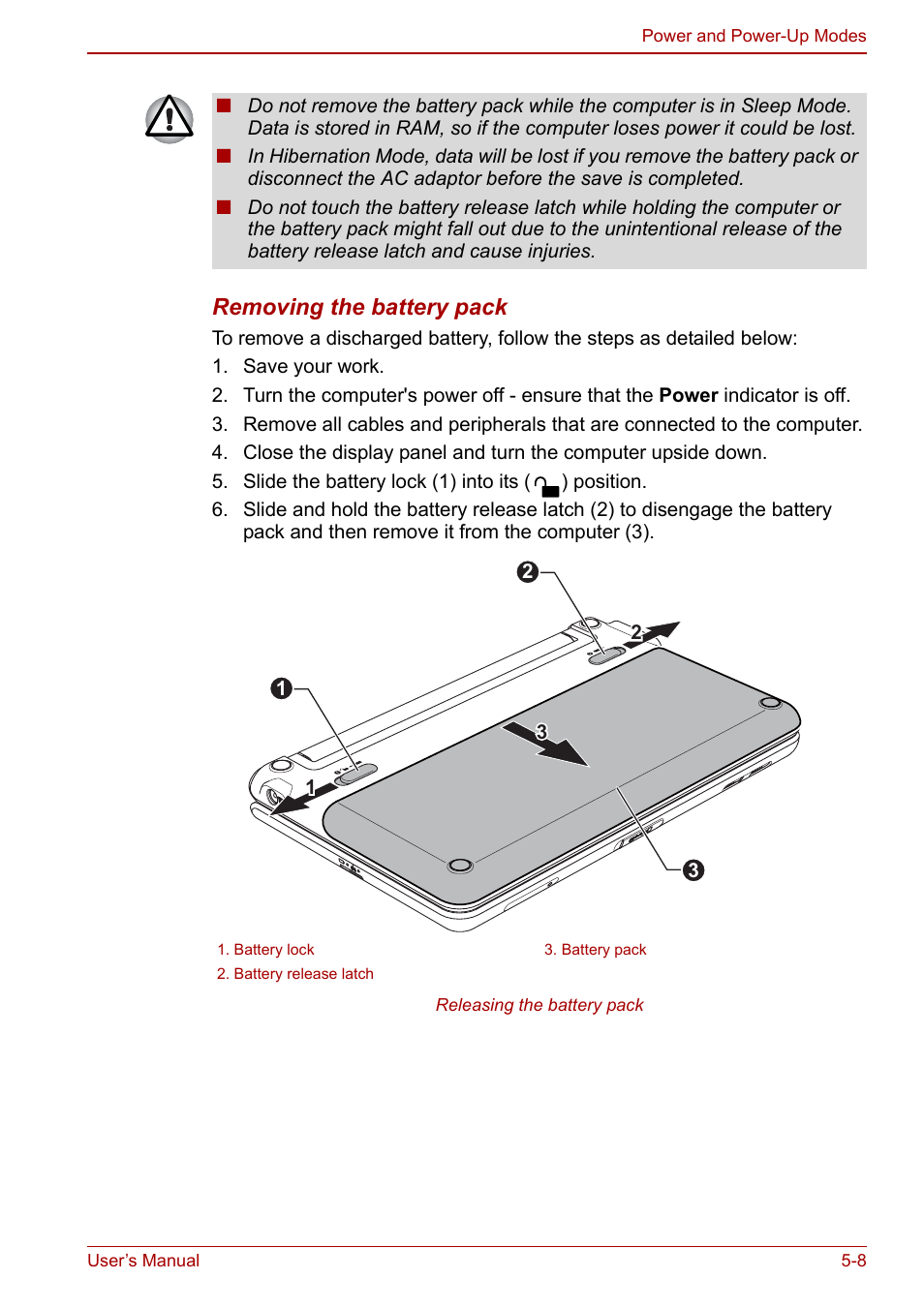 Removing the battery pack | Toshiba Libretto W100 User Manual | Page 74 / 117