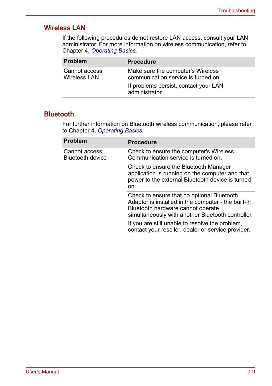 Wireless lan, Bluetooth | Toshiba Libretto W100 User Manual | Page 91 / 117