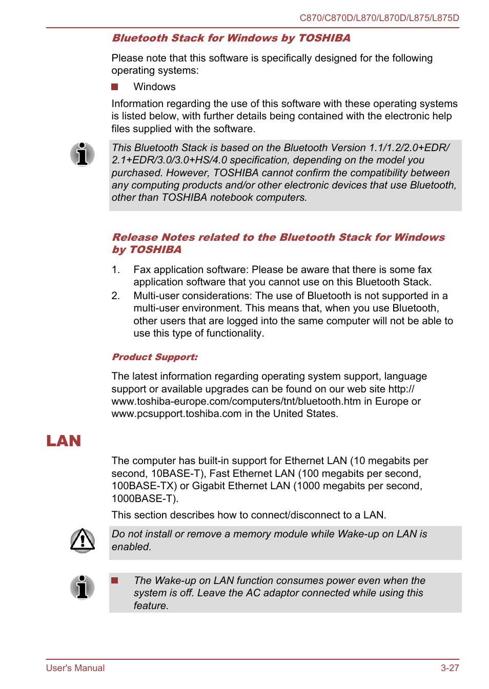 Lan -27 | Toshiba Satellite C870-E User Manual | Page 65 / 152